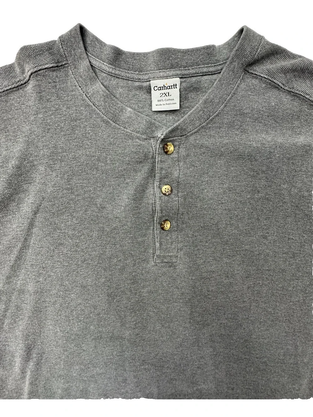 Carhartt K200 Henley Shirt Men 2XL Charcoal Gray Long Sleeve 100% Cotton